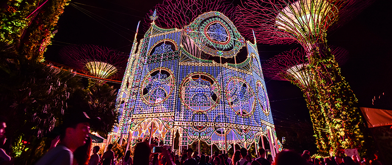 Singapore’s Gardens by the Bay dazzles visitors with its glowing Christmas village.