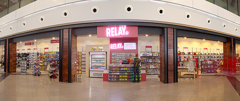 Global retail chain Relay offers travelers a wide range of snacks, beverages, souvenirs and accessories.