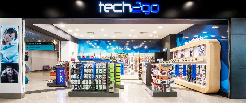 The eye-catching design of the newly opened Tech2Go outlet highlights the surging popularity for tech accessories in Cambodia.