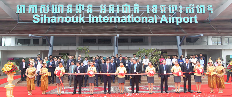Excellencies from the national and provincial levels attend the ceremony launching Sihanouk International Airport's expanded and refurbished terminal.