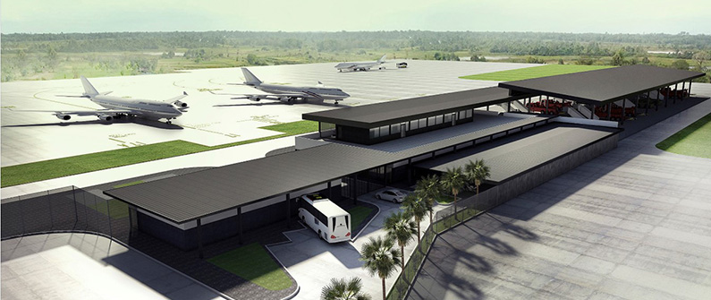 Located near the tarmac in front of gates 17-21, the two-story building will be perfectly positioned at the heart of airport activity. 